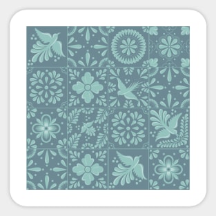 Mexican Pale Turquoise Talavera Tile Pattern by Akbaly Sticker